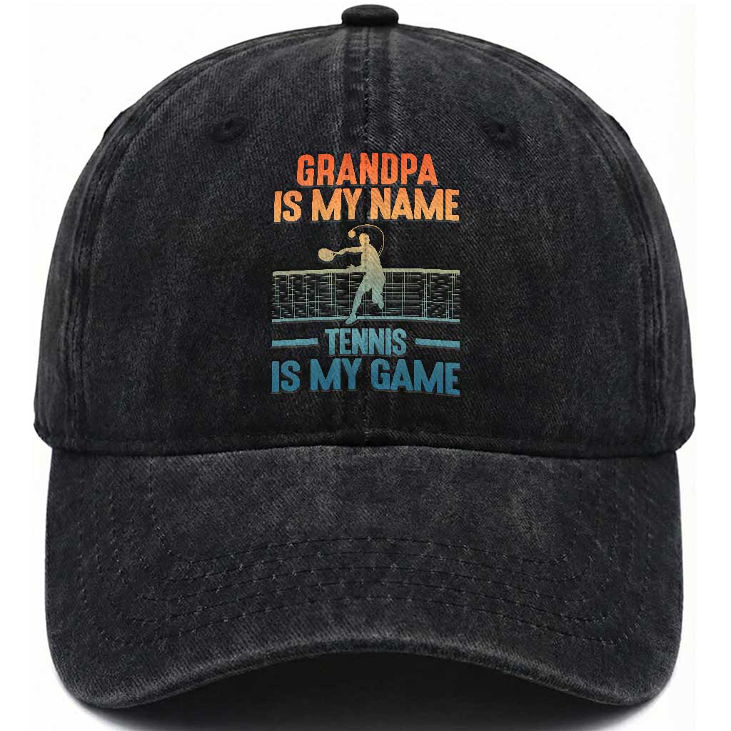 Funny Grandpa Tennis Quote Washed Cotton Baseball Cap Tennis Is My Game