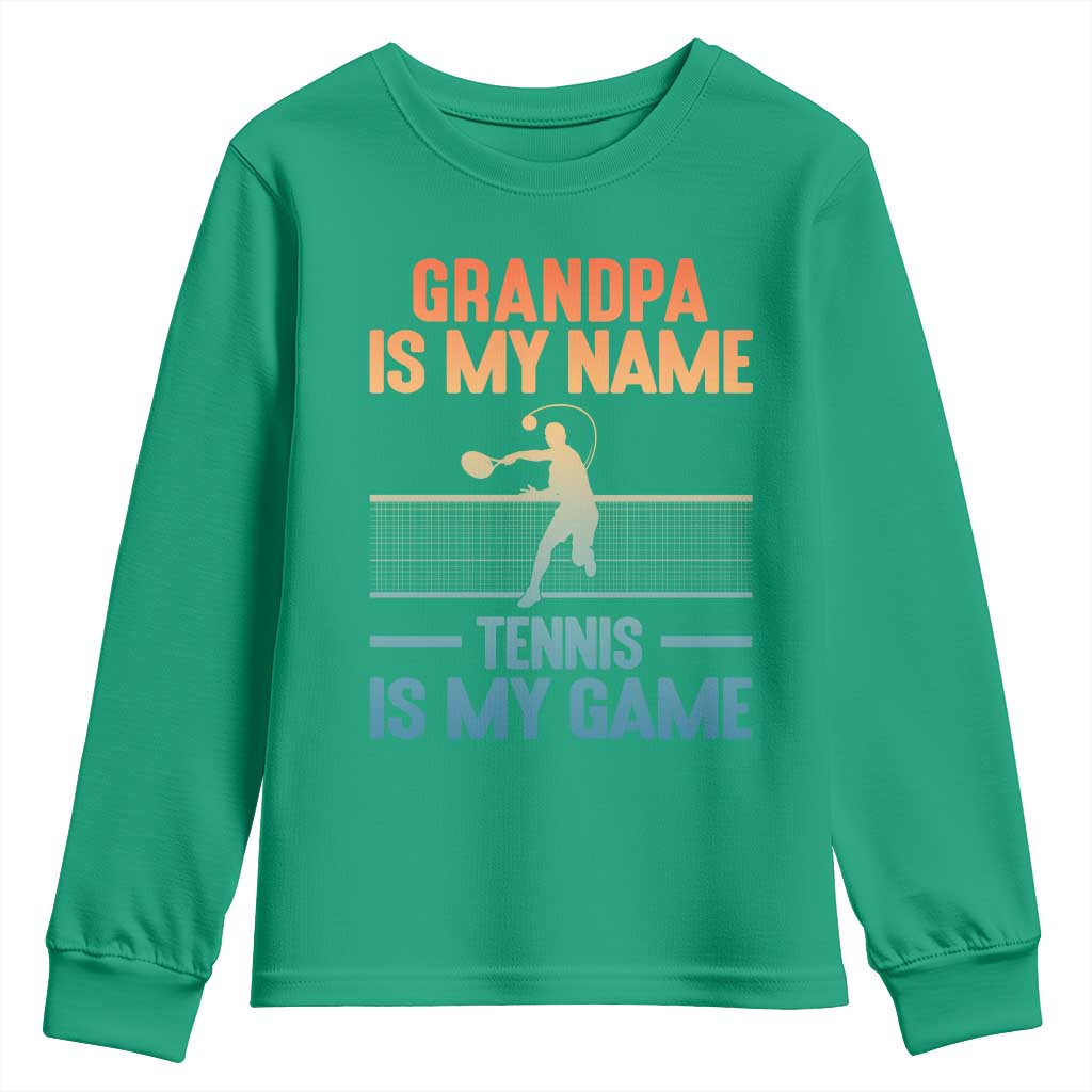 Funny Grandpa Tennis Quote Youth Sweatshirt Tennis Is My Game - Wonder Print Shop