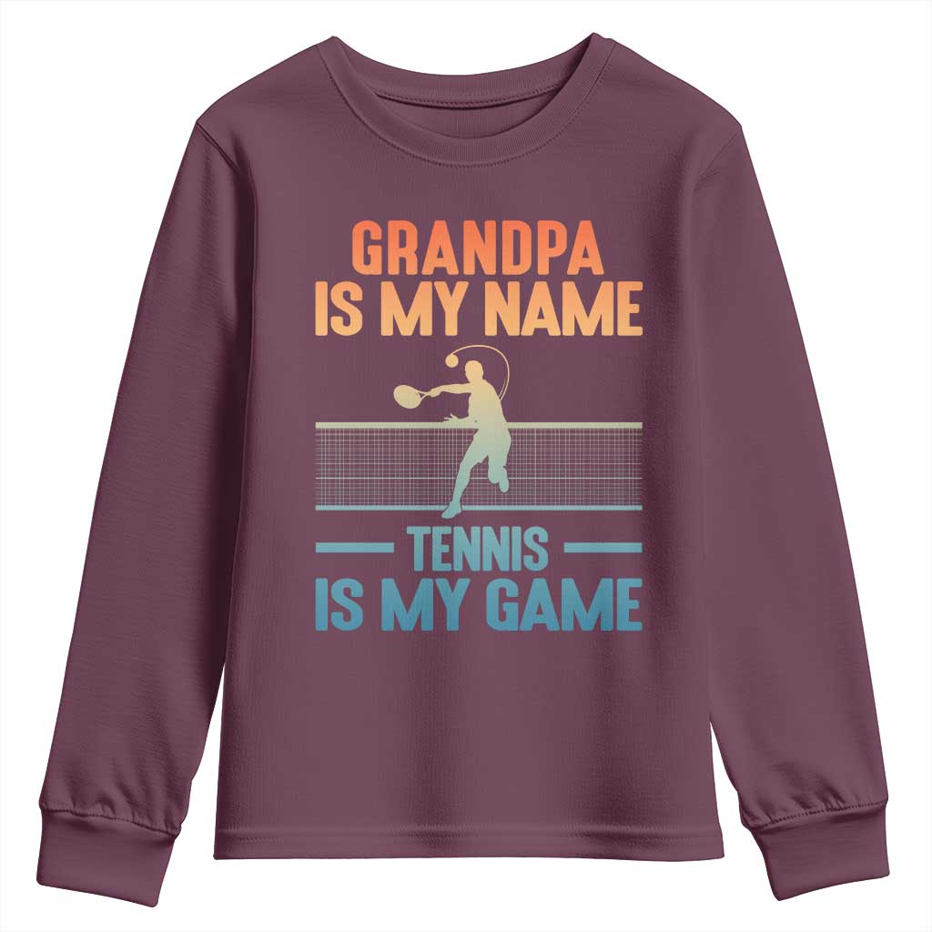 Funny Grandpa Tennis Quote Youth Sweatshirt Tennis Is My Game - Wonder Print Shop
