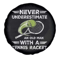 Never Underestimate An Old Man With A Tennis Racket Spare Tire Cover Funny Tennis Fan - Wonder Print Shop