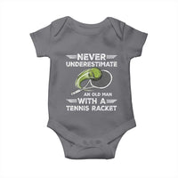 Never Underestimate An Old Man With A Tennis Racket Baby Onesie Funny Tennis Fan - Wonder Print Shop