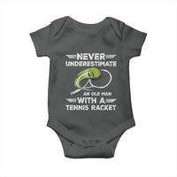 Never Underestimate An Old Man With A Tennis Racket Baby Onesie Funny Tennis Fan - Wonder Print Shop