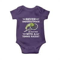 Never Underestimate An Old Man With A Tennis Racket Baby Onesie Funny Tennis Fan - Wonder Print Shop