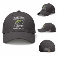 Never Underestimate An Old Man With A Tennis Racket Baseball Cap Funny Tennis Fan
