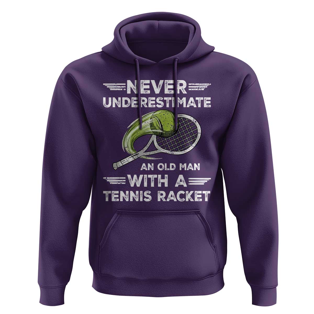 Never Underestimate An Old Man With A Tennis Racket Hoodie Funny Tennis Fan - Wonder Print Shop