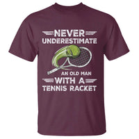 Never Underestimate An Old Man With A Tennis Racket T Shirt Funny Tennis Fan - Wonder Print Shop