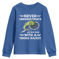 Never Underestimate An Old Man With A Tennis Racket Youth Sweatshirt Funny Tennis Fan - Wonder Print Shop