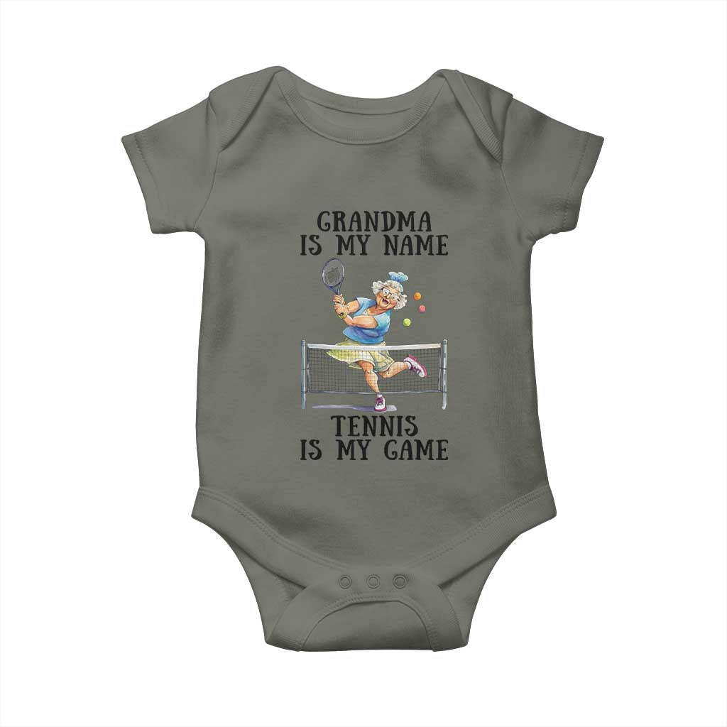Funny Tennis Quote Baby Onesie Grandma Is My Name Tennis Is My Game - Wonder Print Shop