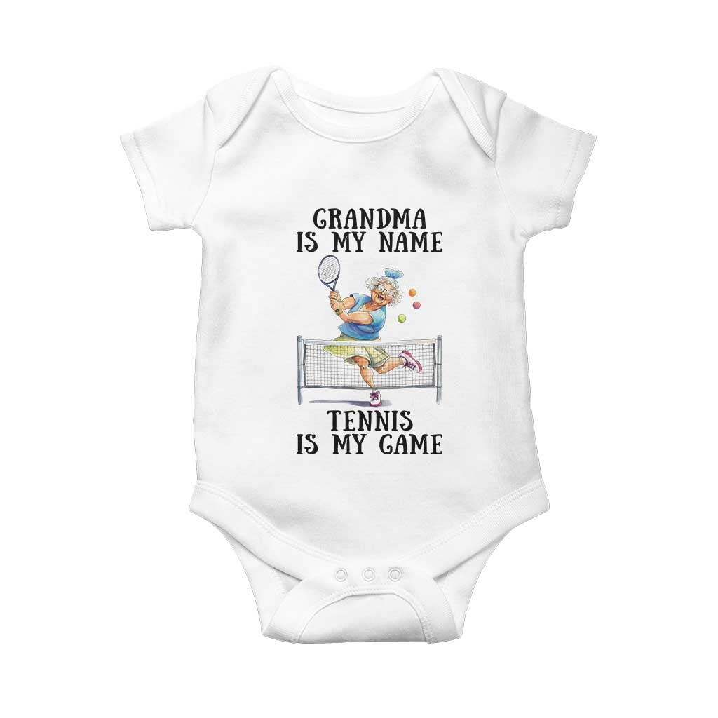 Funny Tennis Quote Baby Onesie Grandma Is My Name Tennis Is My Game - Wonder Print Shop