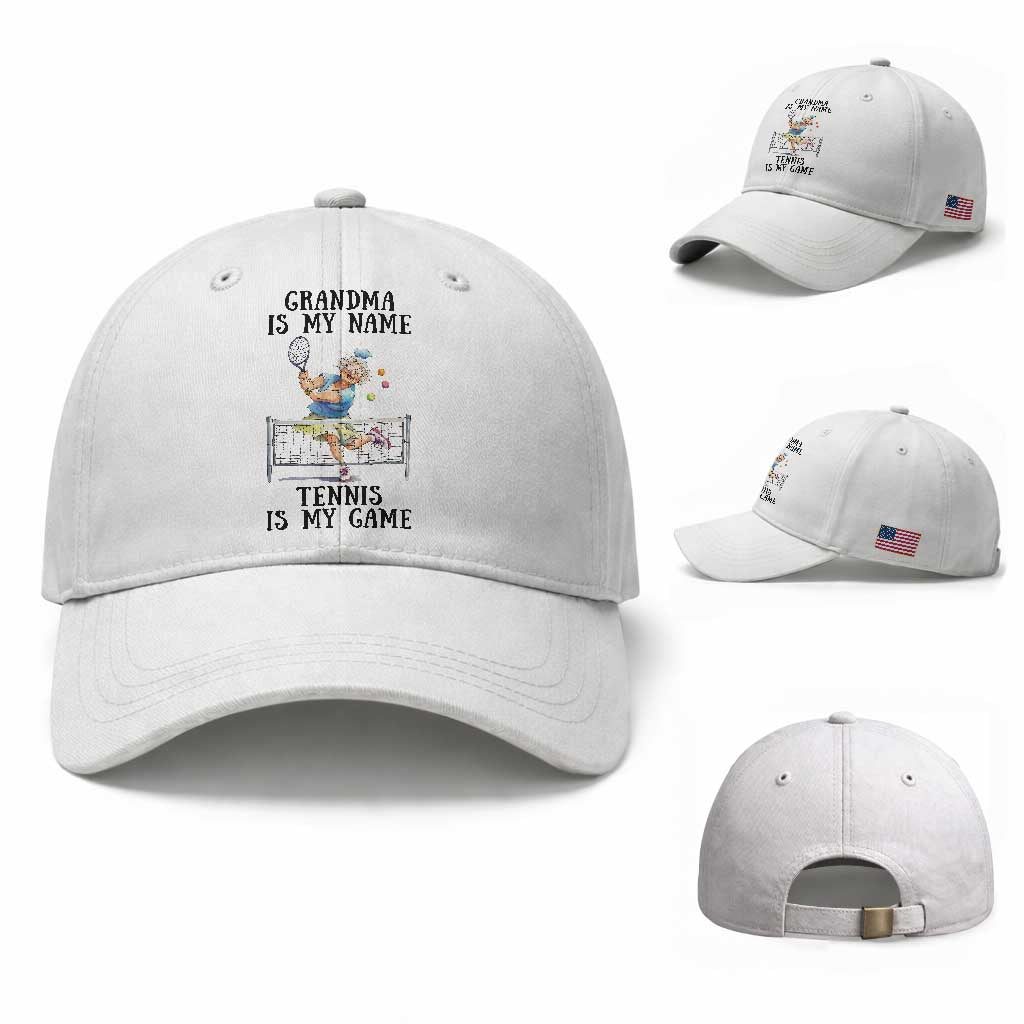 Funny Tennis Quote Baseball Cap Grandma Is My Name Tennis Is My Game