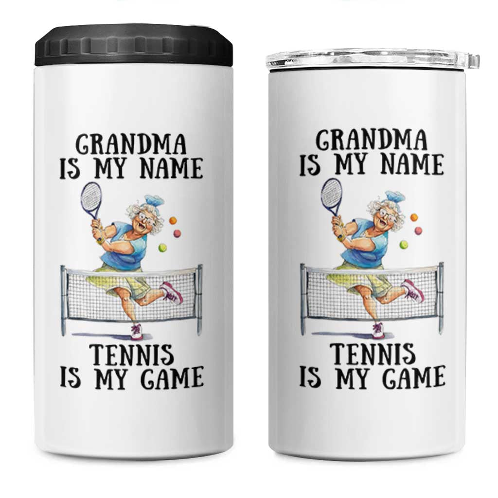 Funny Tennis Quote 4 in 1 Can Cooler Tumbler Grandma Is My Name Tennis Is My Game - Wonder Print Shop