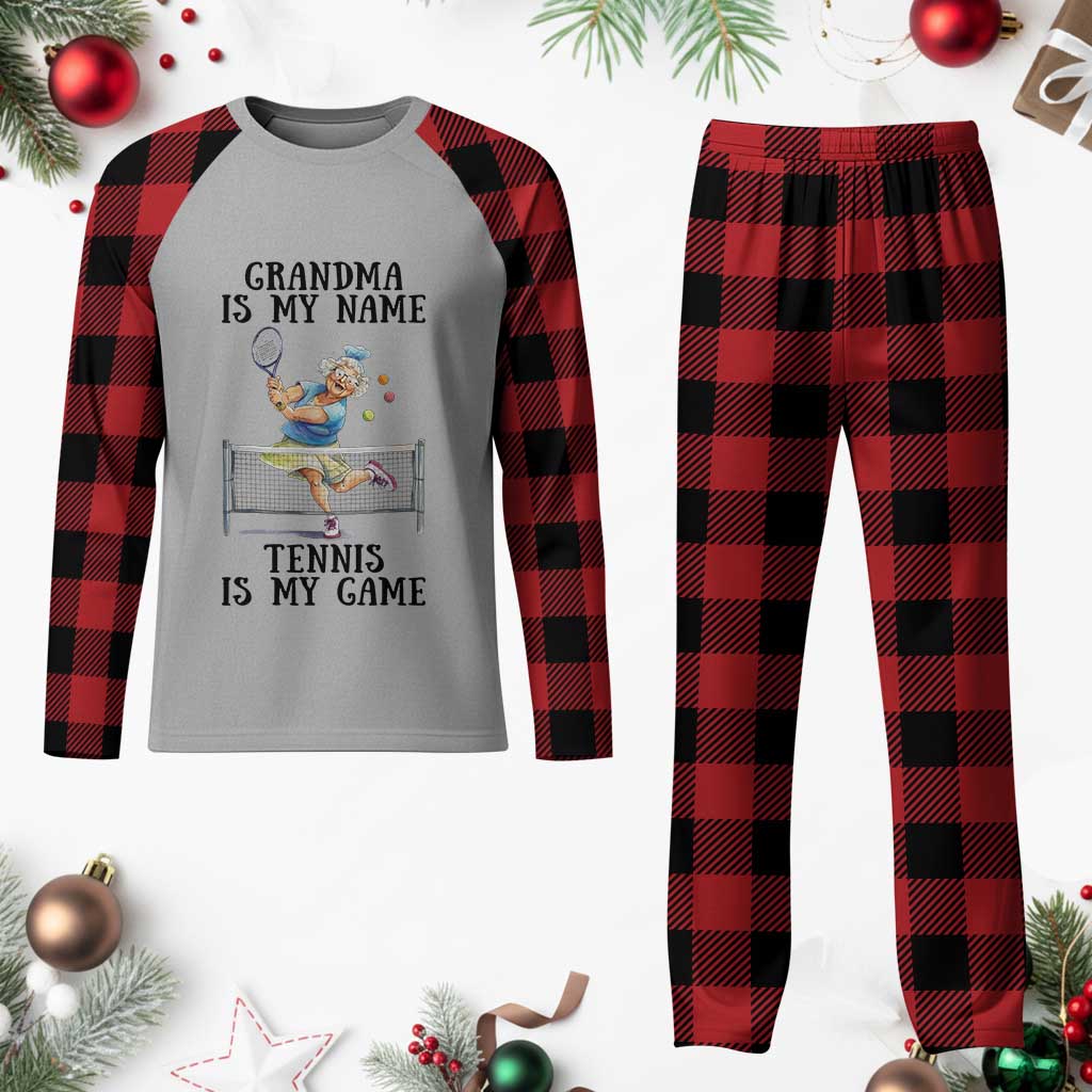 Funny Tennis Quote Plaid Pajama Set Grandma Is My Name Tennis Is My Game - Wonder Print Shop