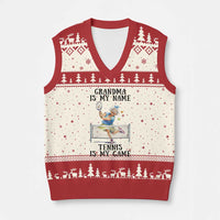 Funny Tennis Quote V-Neck Knit Sweater Vest Grandma Is My Name Tennis Is My Game - Wonder Print Shop