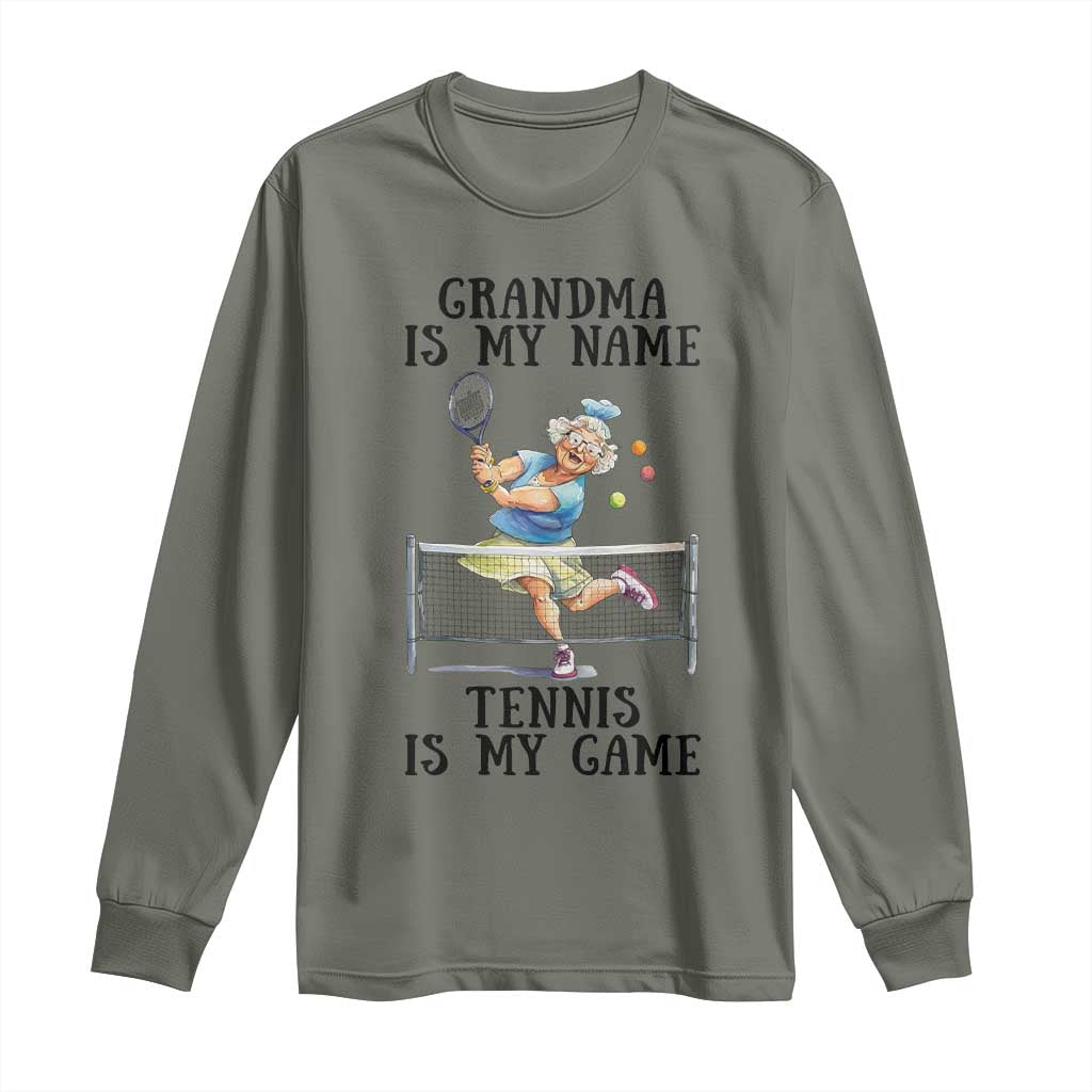 Funny Tennis Quote Long Sleeve Shirt Grandma Is My Name Tennis Is My Game - Wonder Print Shop