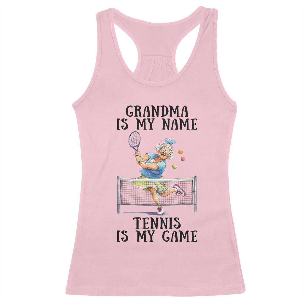 Funny Tennis Quote Racerback Tank Top Grandma Is My Name Tennis Is My Game - Wonder Print Shop