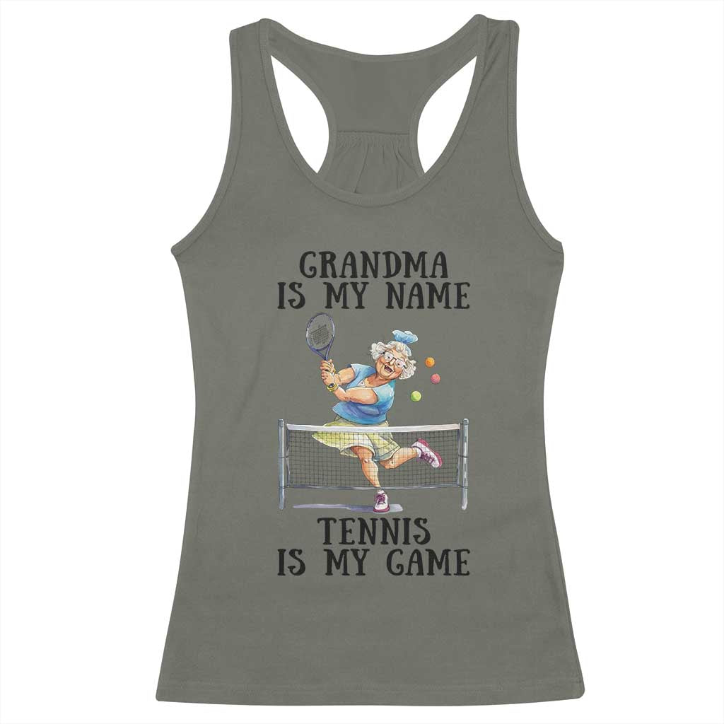 Funny Tennis Quote Racerback Tank Top Grandma Is My Name Tennis Is My Game - Wonder Print Shop