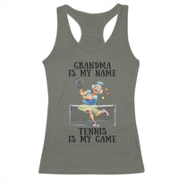 Funny Tennis Quote Racerback Tank Top Grandma Is My Name Tennis Is My Game - Wonder Print Shop