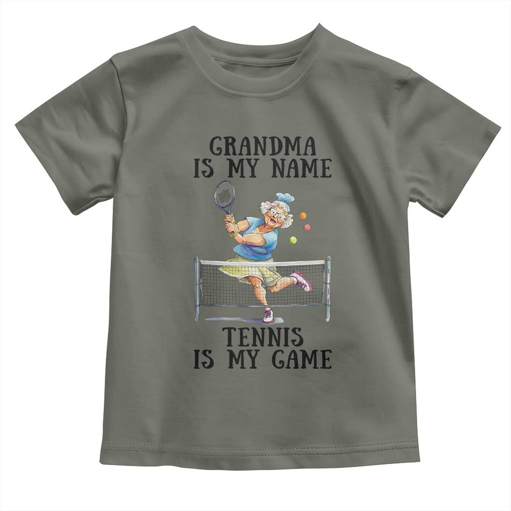 Funny Tennis Quote Toddler T Shirt Grandma Is My Name Tennis Is My Game - Wonder Print Shop