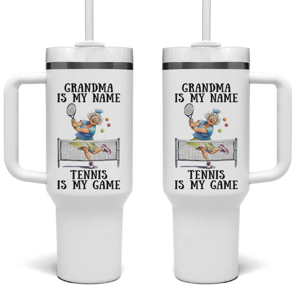 Funny Tennis Quote Tumbler With Handle Grandma Is My Name Tennis Is My Game - Wonder Print Shop
