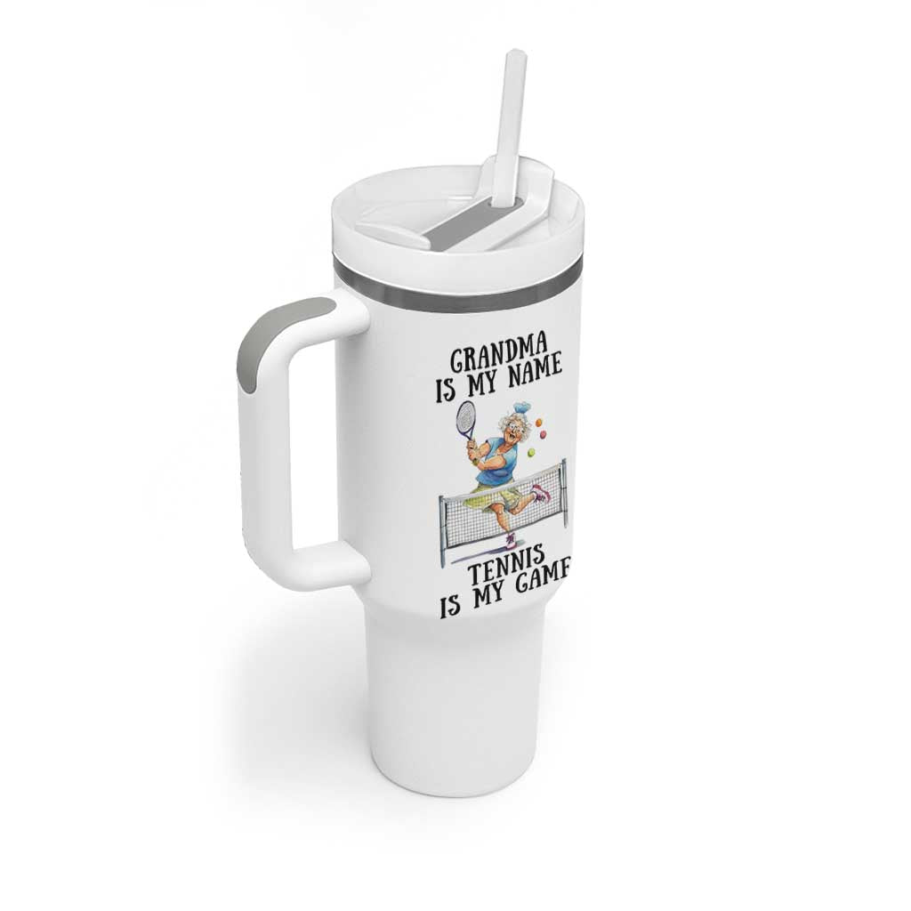 Funny Tennis Quote Tumbler With Handle Grandma Is My Name Tennis Is My Game - Wonder Print Shop