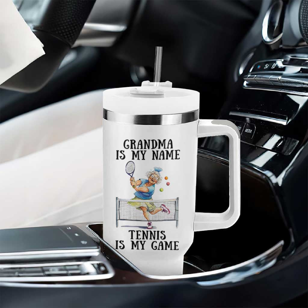 Funny Tennis Quote Tumbler With Handle Grandma Is My Name Tennis Is My Game - Wonder Print Shop