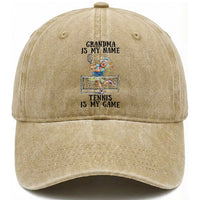 Funny Tennis Quote Washed Cotton Baseball Cap Grandma Is My Name Tennis Is My Game