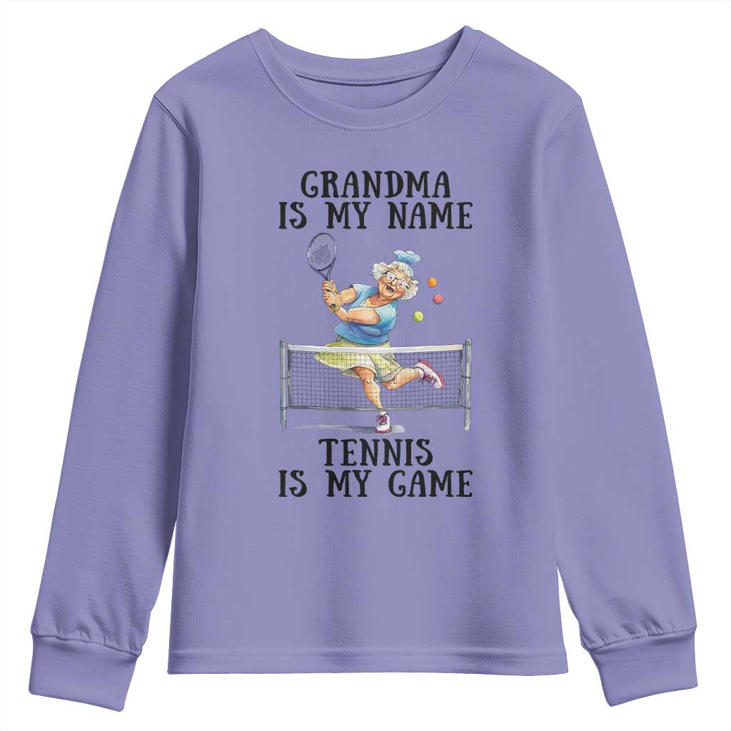 Funny Tennis Quote Youth Sweatshirt Grandma Is My Name Tennis Is My Game - Wonder Print Shop