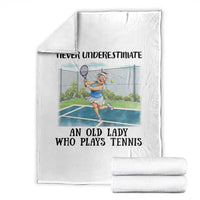 Funny Grandma Tennis Player Gift Throw Blanket Never Underestimate An Old Lady - Wonder Print Shop