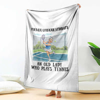 Funny Grandma Tennis Player Gift Throw Blanket Never Underestimate An Old Lady - Wonder Print Shop