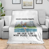 Funny Grandma Tennis Player Gift Throw Blanket Never Underestimate An Old Lady - Wonder Print Shop