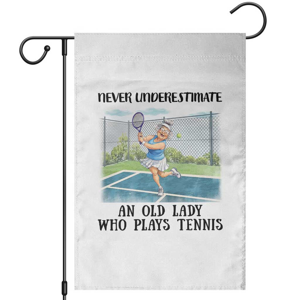 Funny Grandma Tennis Player Gift Garden Flag Never Underestimate An Old Lady - Wonder Print Shop