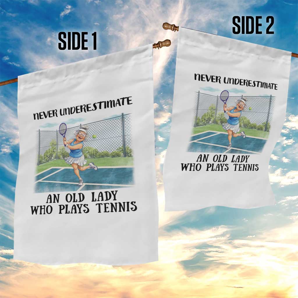 Funny Grandma Tennis Player Gift Garden Flag Never Underestimate An Old Lady - Wonder Print Shop