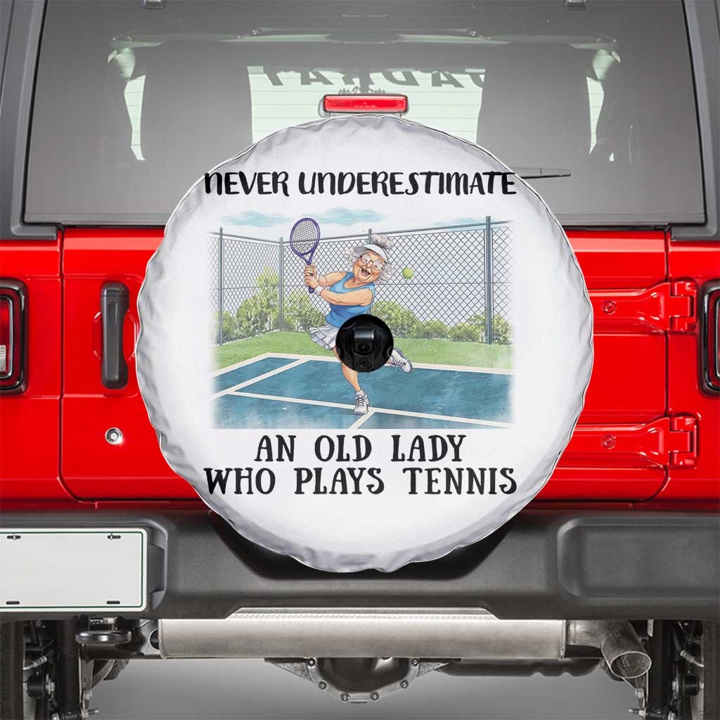 Funny Grandma Tennis Player Gift Spare Tire Cover Never Underestimate An Old Lady - Wonder Print Shop