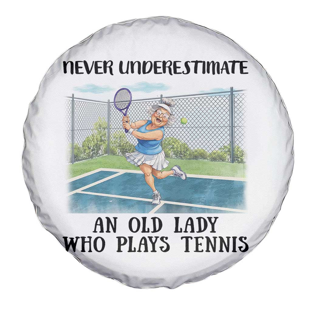 Funny Grandma Tennis Player Gift Spare Tire Cover Never Underestimate An Old Lady - Wonder Print Shop