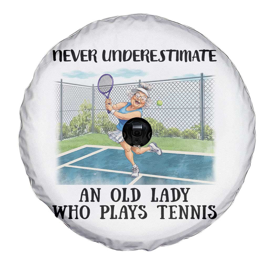 Funny Grandma Tennis Player Gift Spare Tire Cover Never Underestimate An Old Lady - Wonder Print Shop
