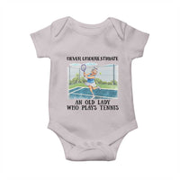 Funny Grandma Tennis Player Gift Baby Onesie Never Underestimate An Old Lady - Wonder Print Shop