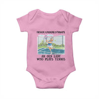 Funny Grandma Tennis Player Gift Baby Onesie Never Underestimate An Old Lady - Wonder Print Shop