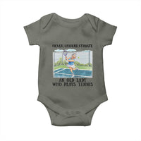 Funny Grandma Tennis Player Gift Baby Onesie Never Underestimate An Old Lady - Wonder Print Shop