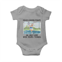 Funny Grandma Tennis Player Gift Baby Onesie Never Underestimate An Old Lady - Wonder Print Shop
