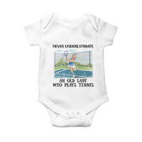 Funny Grandma Tennis Player Gift Baby Onesie Never Underestimate An Old Lady - Wonder Print Shop