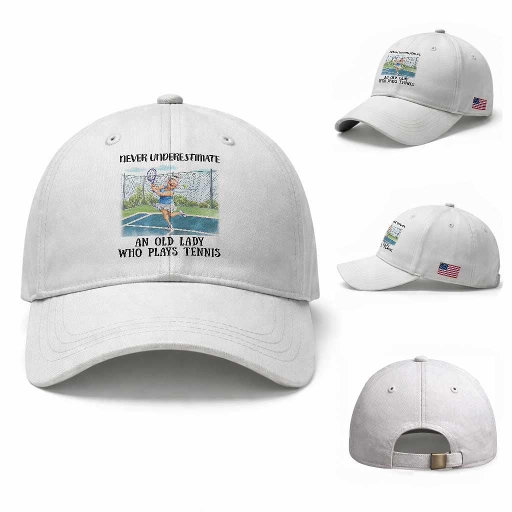 Funny Grandma Tennis Player Gift Baseball Cap Never Underestimate An Old Lady
