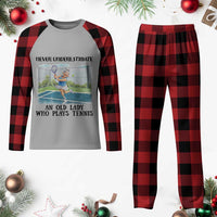 Funny Grandma Tennis Player Gift Plaid Pajama Set Never Underestimate An Old Lady - Wonder Print Shop