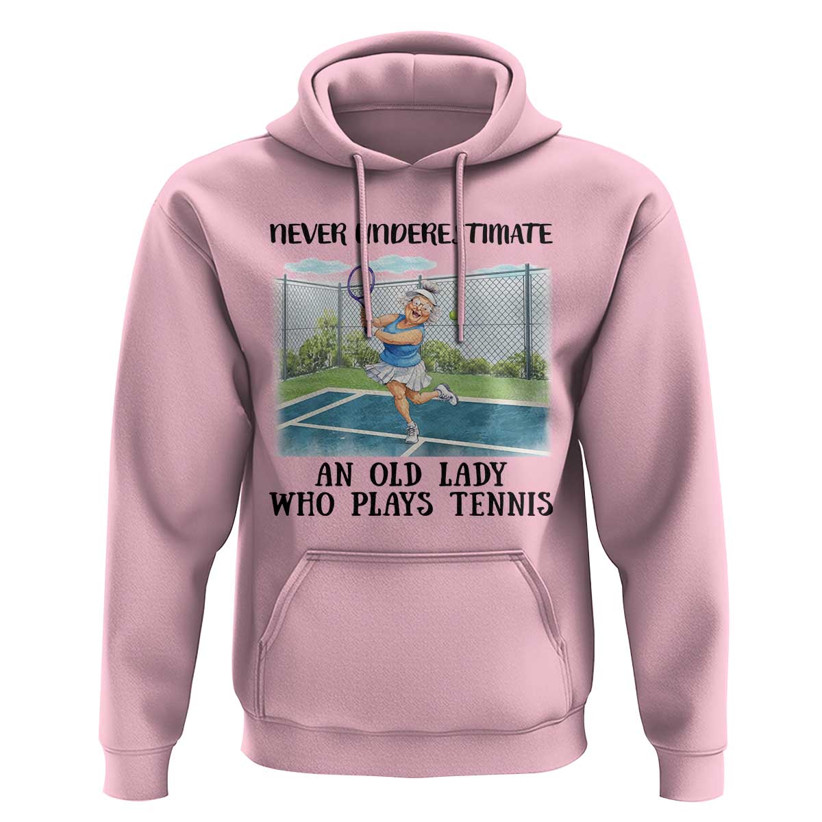 Funny Grandma Tennis Player Gift Hoodie Never Underestimate An Old Lady - Wonder Print Shop