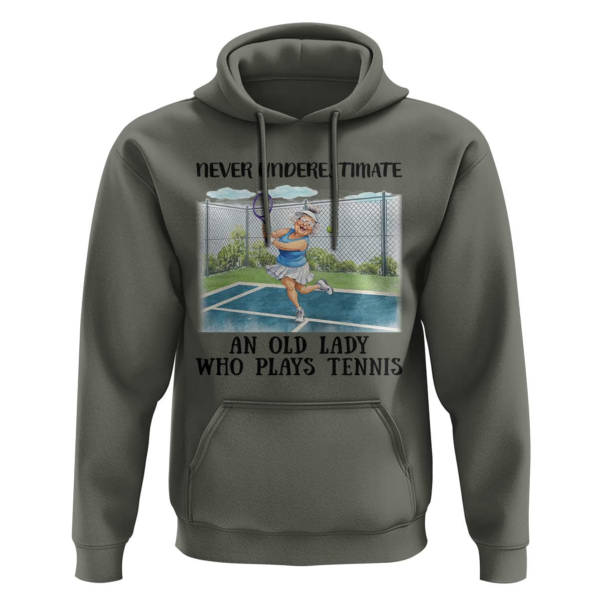 Funny Grandma Tennis Player Gift Hoodie Never Underestimate An Old Lady - Wonder Print Shop