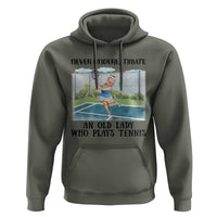 Funny Grandma Tennis Player Gift Hoodie Never Underestimate An Old Lady - Wonder Print Shop