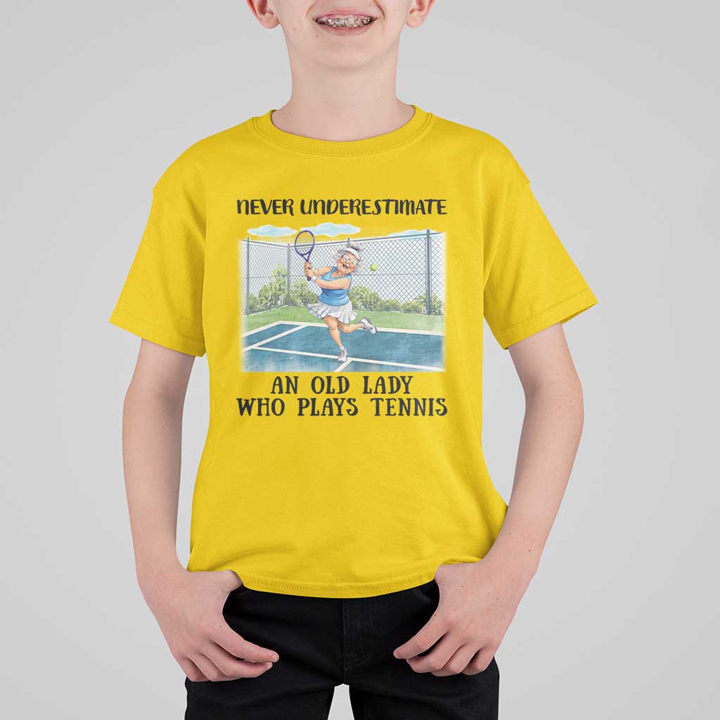Funny Grandma Tennis Player Gift T Shirt For Kid Never Underestimate An Old Lady - Wonder Print Shop