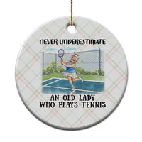 Funny Grandma Tennis Player Gift Ceramic Ornament Never Underestimate An Old Lady - Wonder Print Shop