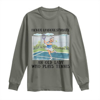 Funny Grandma Tennis Player Gift Long Sleeve Shirt Never Underestimate An Old Lady - Wonder Print Shop