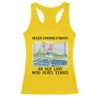 Funny Grandma Tennis Player Gift Racerback Tank Top Never Underestimate An Old Lady - Wonder Print Shop