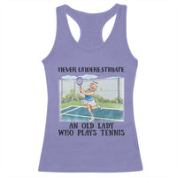 Funny Grandma Tennis Player Gift Racerback Tank Top Never Underestimate An Old Lady - Wonder Print Shop